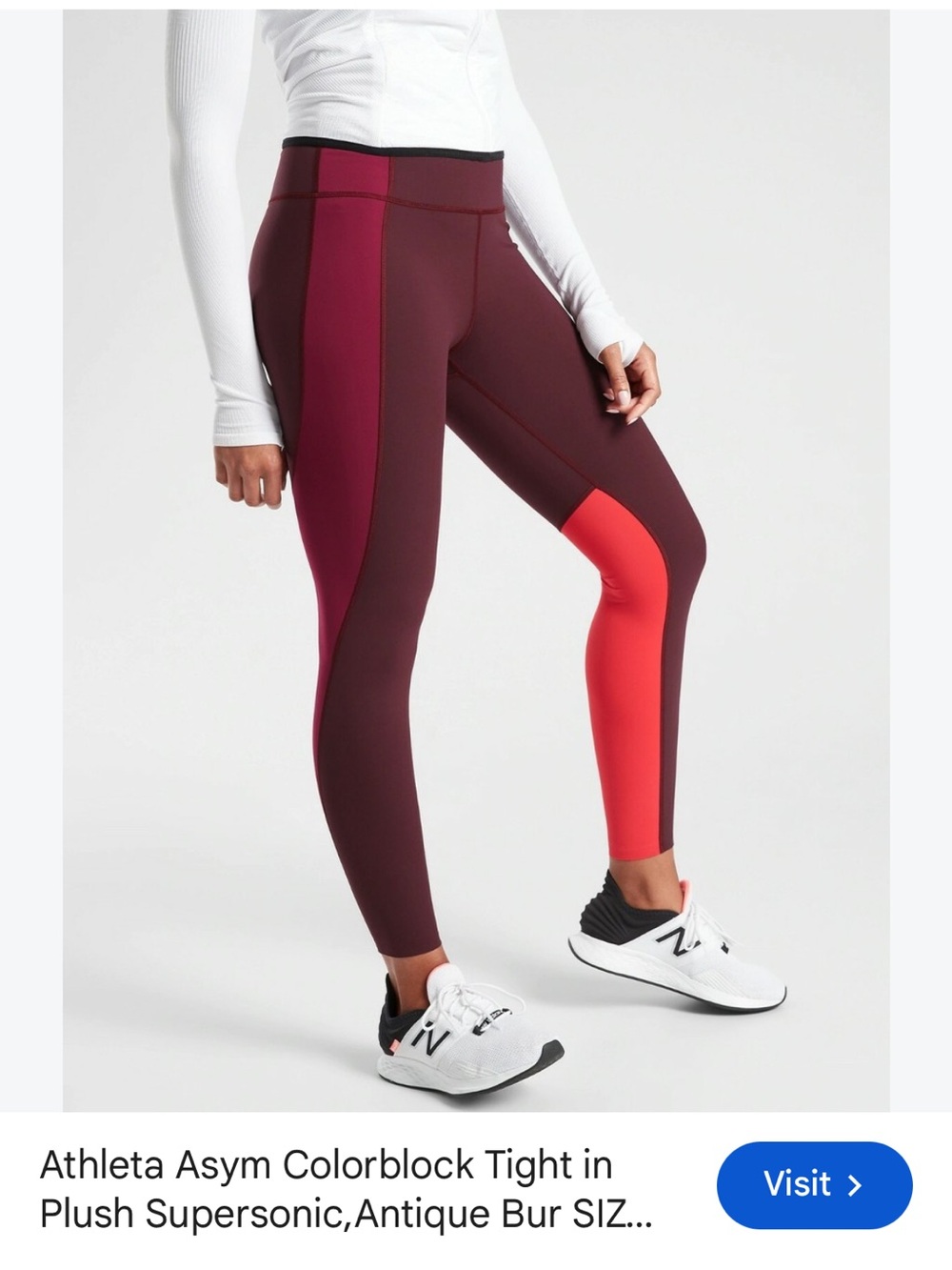 Athleta ASYM Color-block Maroon/Red Activewear Leggings | Women’s Size Small